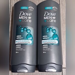 2 New Dove Men+Care Aqua Impact Body and Face Wash. 532ml